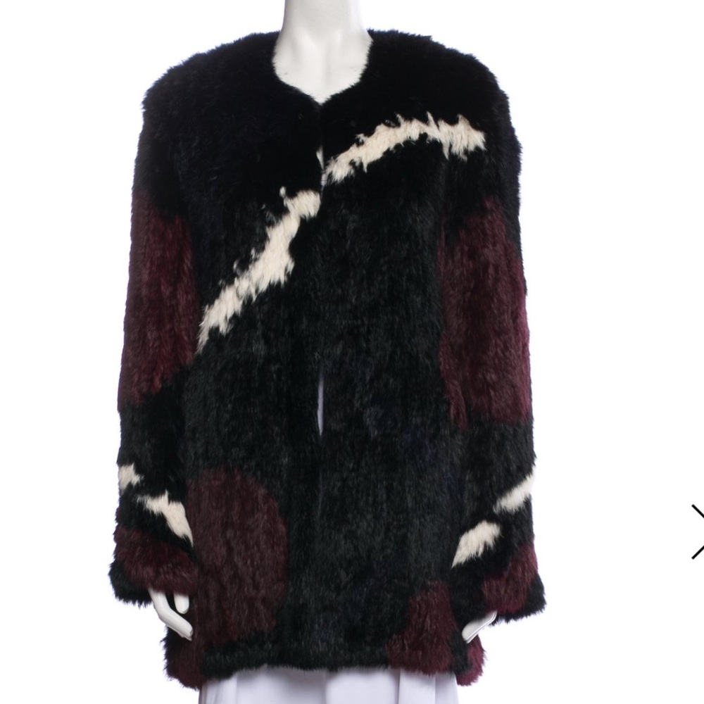 Rachel Zoe Multicolor Rabbit Fur Jacket
